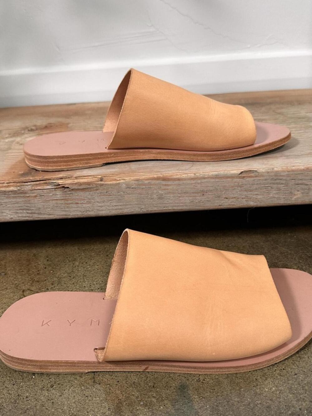 KYMA KALYMNOS OPEN TOE SLIDES - NATURAL TAN Size 38 Sandals - Picture 8 of 12